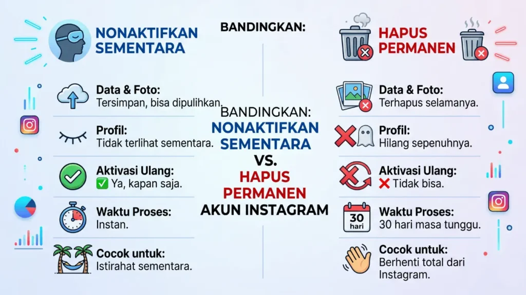 Perbedaan Hapus Sementara dan Hapus Permanen Instagram