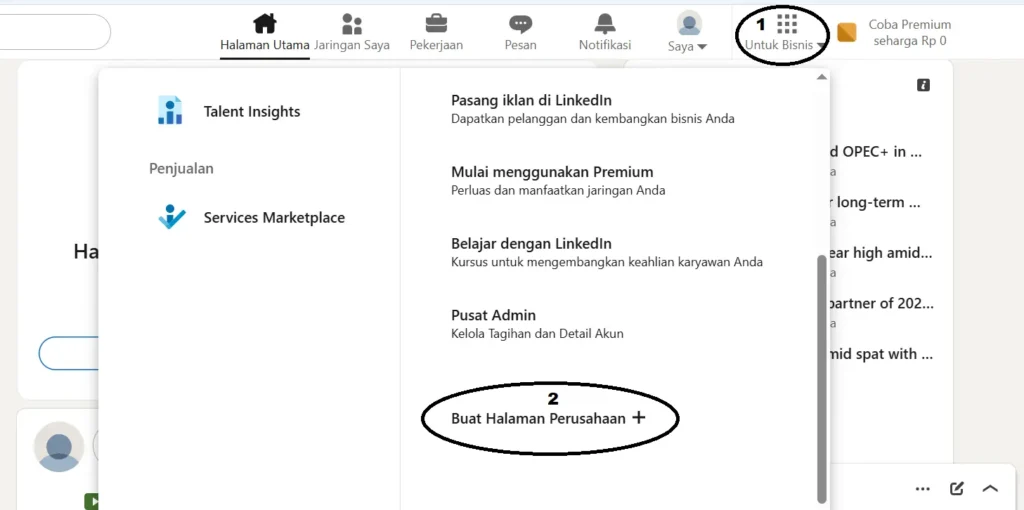 cara buat linkedin perusahaan