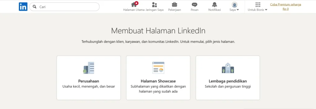 cara buat linkedin perusahaan
